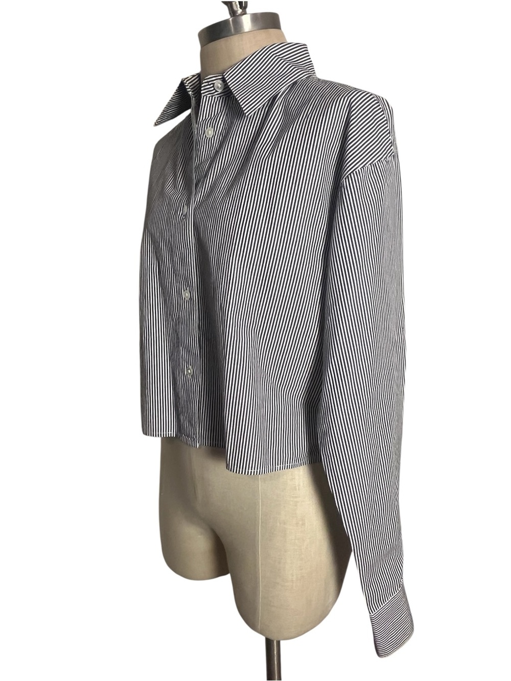 Soldout.nyc The Cropped Everything Shirt Black Striped M Minimalist Quiet Luxury